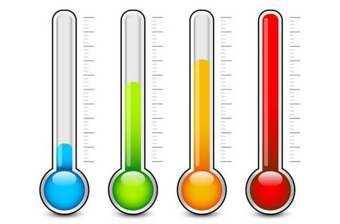 Illustration with 4 thermometers in different colors